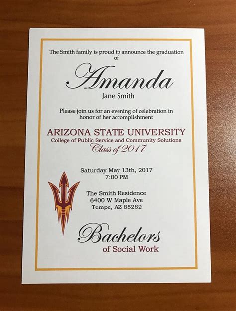 arizona state university graduation announcements